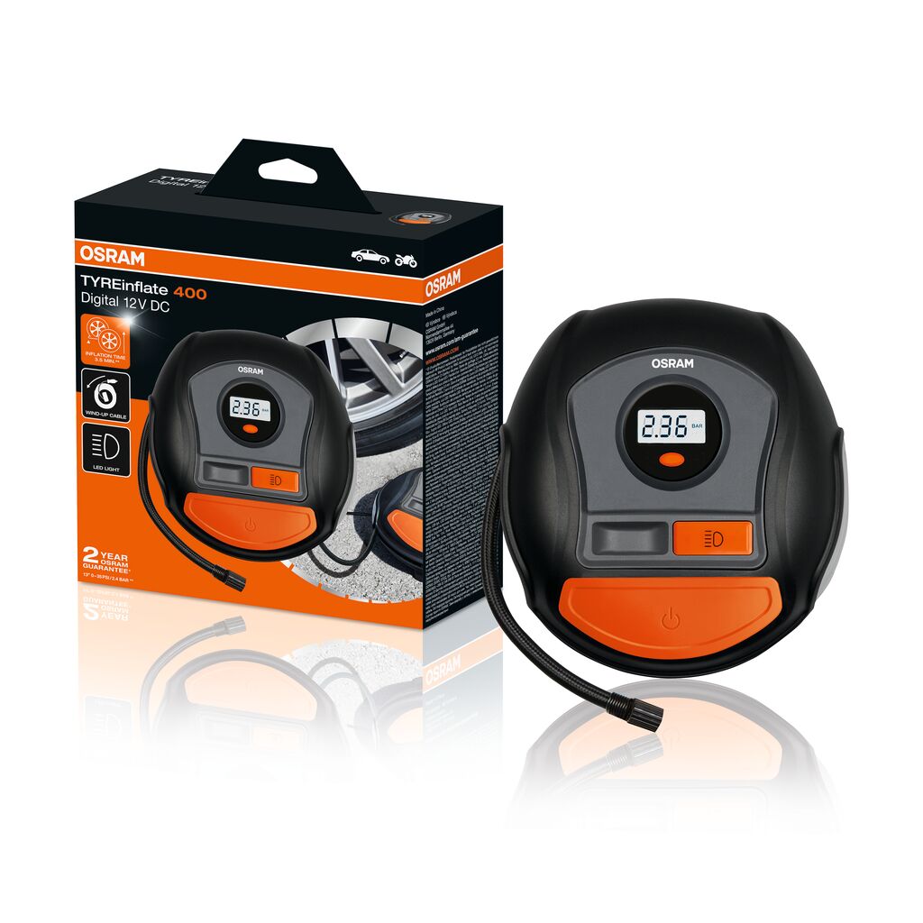TYREinflate 400 Schnelle Reifenpumpe mit Kabel 2 Jahre Garantie OSRAM Autoteile TRUST