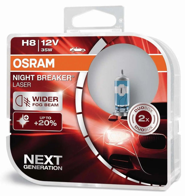 H8 12V 35W PGJ19-1 NIGHT BREAKER® LASER +150% mehr Helligkeit 2 St. OSRAM Autoteile TRUST