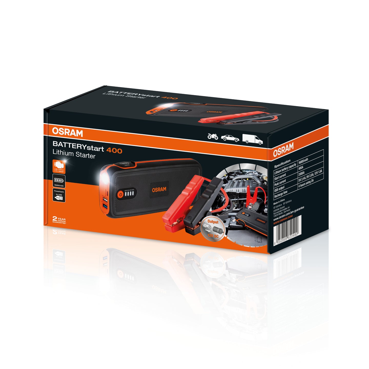 BATTERYstart 400 Lithium-Starthilfegerät mit Powerbank-Funktion OSRAM Autoteile TRUST