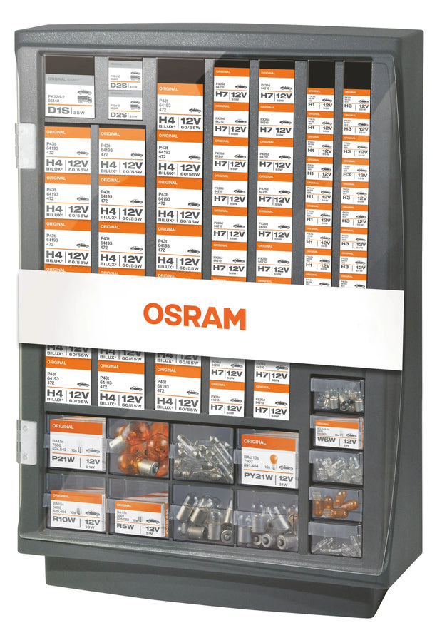 Lampenschrank bestückt - 252 Lampen - Original Spare Part OSRAM Autoteile TRUST
