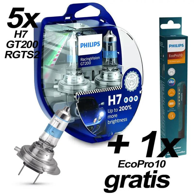 H7 12V 55W PX26d RacingVision GT200 x5 + 1x EcoPro10 x1 Philips Autoteile TRUST