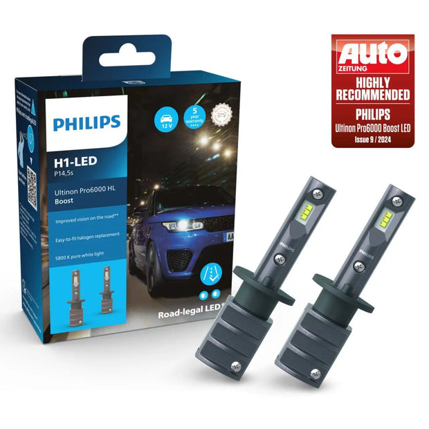 H1 12V 13W Ultinon Pro6000 Boost 5800K +300% mit Straßenzulassung 2St. Philips Autoteile TRUST