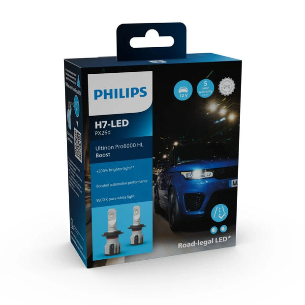 H7 12V 20W Ultinon Pro6000 Boost 5800K +300% mit Straßenzulassung 2St. Philips Autoteile TRUST