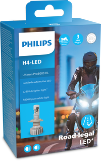 H4 12V 18W Ultinon Pro6000 LED 5800K Moto + EcoPro10 Philips Autoteile TRUST