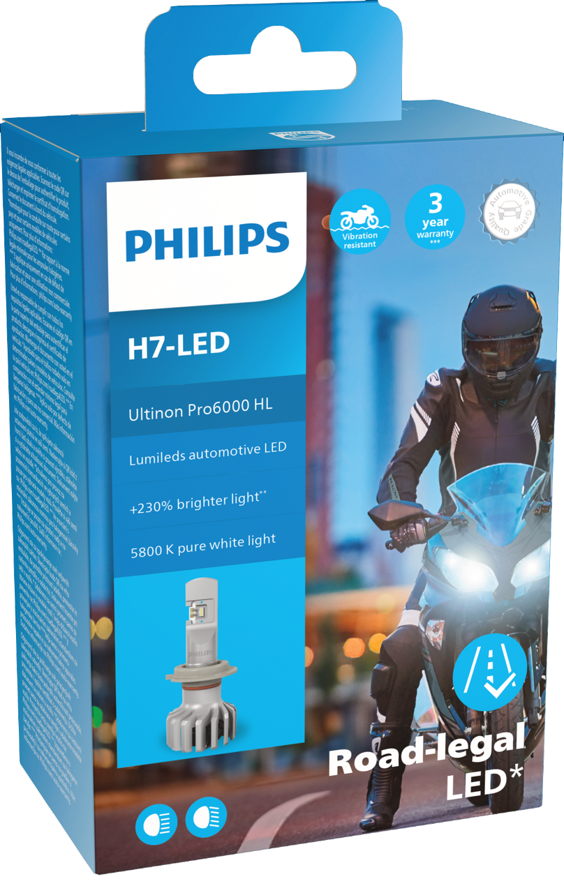 H7 12V 20W PX26d Ultinon Pro6000 LED 5800K Moto mit Straßenzulassung Philips Autoteile TRUST
