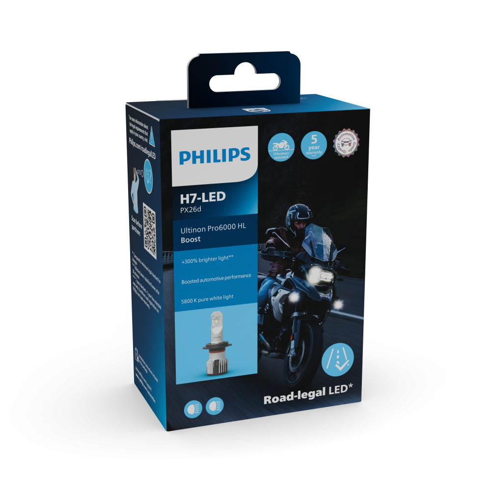 H7 12V 20W Ultinon Pro6000 Boost 5800K +300% Moto Philips Autoteile TRUST