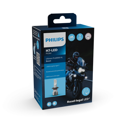H7 12V 20W Ultinon Pro6000 Boost 5800K +300% Moto Philips Autoteile TRUST